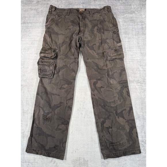 Point Zero Other - Point Zero Pants Mens 40 Gray Camo Cargo Y2K Distressed Relaxed Fit Utility